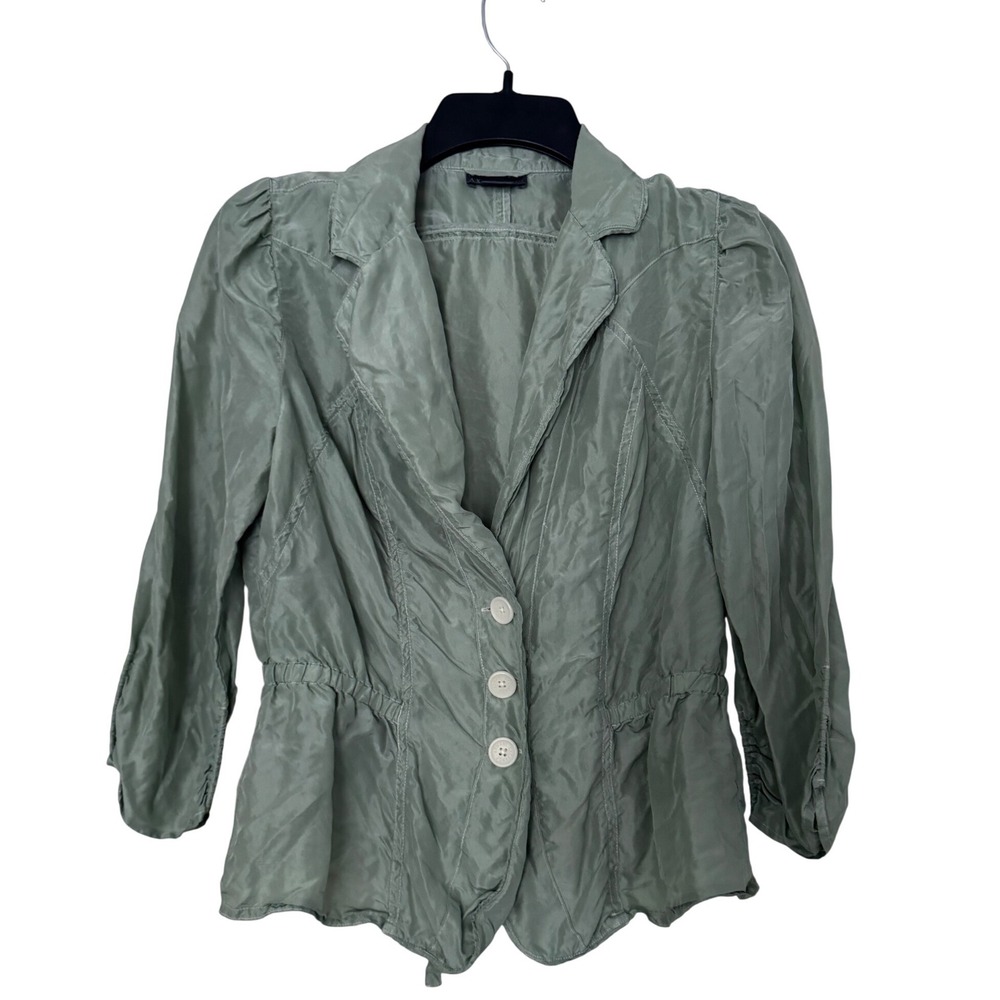 Armani Exchange Vintage Lightweight Peplum Blazer Sage Green 3/4 Sleeves M